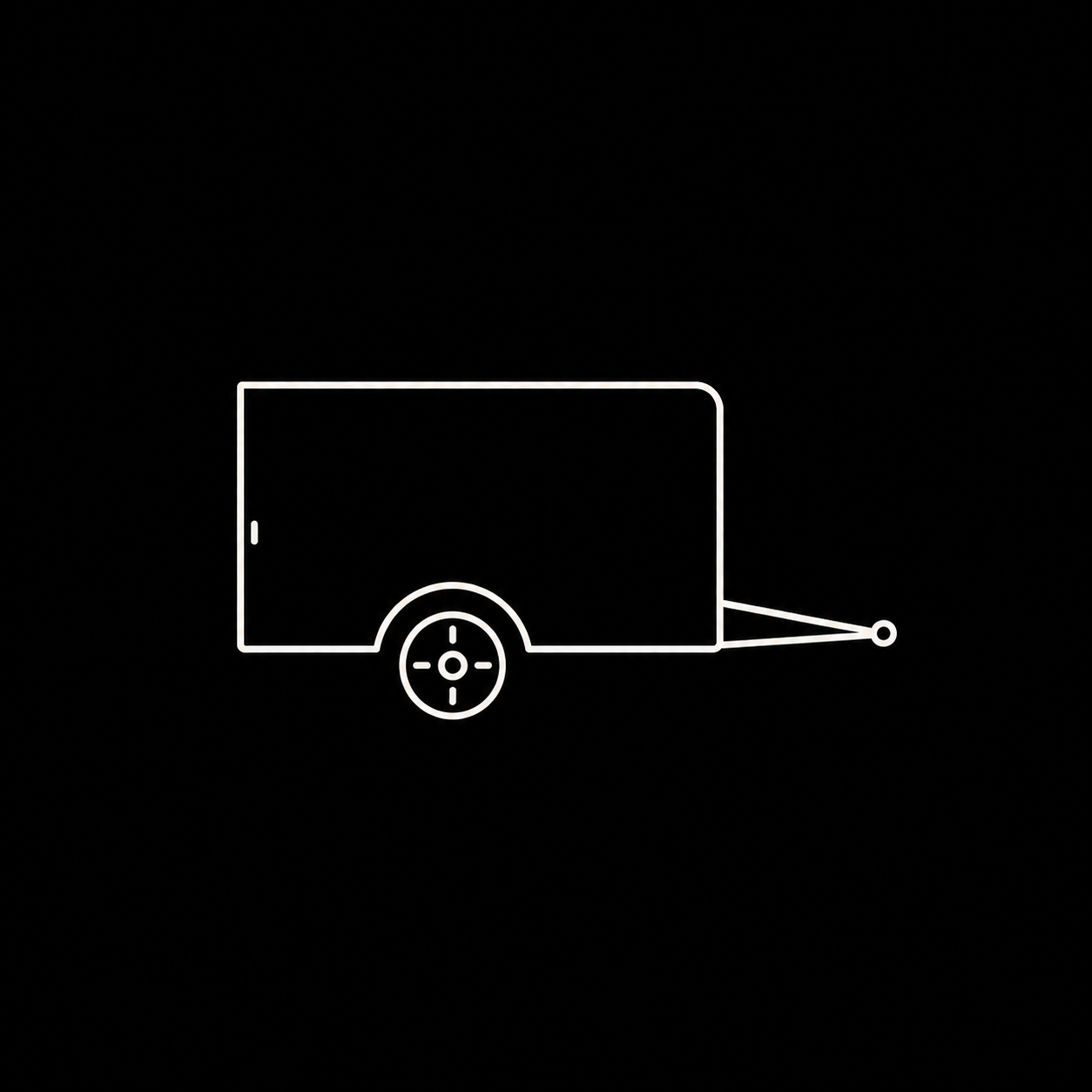 Sell Us Your Trailer logo: a line drawing of an enclosed cargo trailer